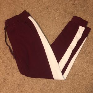 White and Maroon joggers